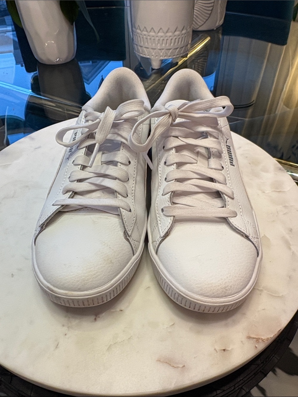 Puma White Low-Top Leather Sneakers